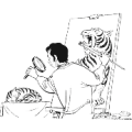 疯狂猜成语一个人拿着放大镜对着猫在画老虎