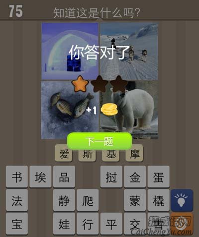 看图猜成语冰雪冰橇鱼北极熊玩家猜法经验讲解