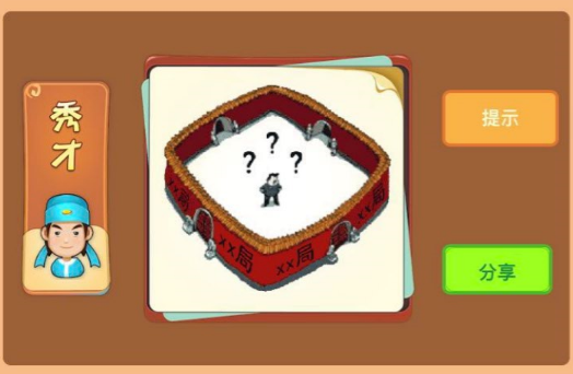 一个人站在xx局里头上有三个问号成语