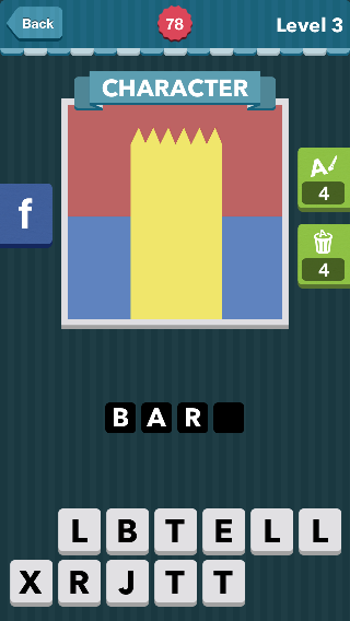 Tall yellow heard with triangles on top, red and blue backgro