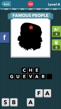 Outline of man with hat and bushy beard, with red star.|Famou