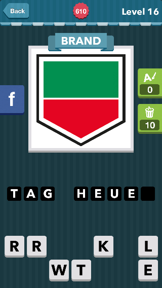 A black-outlined shield with green and red in the middle|Bran