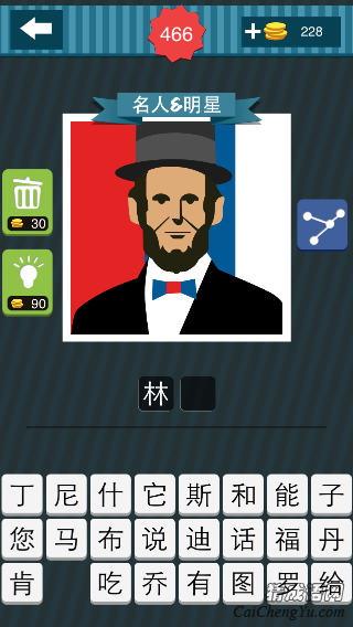 疯狂猜图戴着高帽子满脸络腮胡子戴着蓝色